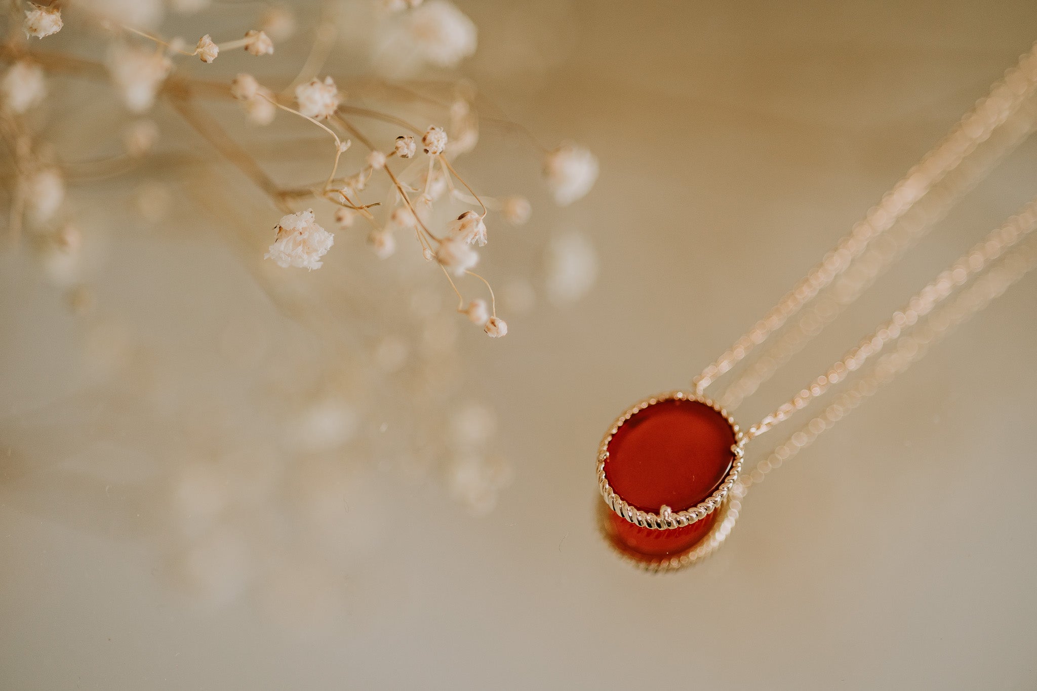 Collier plaqué or Agate Rouge Victorine Bonjour Marcelle