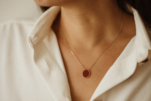 Collier plaqué or Agate Rouge Victorine Bonjour Marcelle